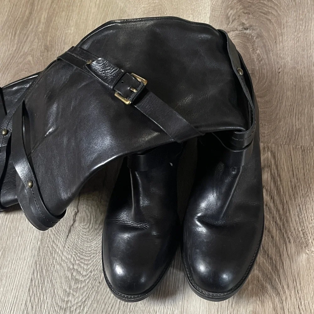 Anthropologie Daughters of the Liberation black calf leather boots 8.5